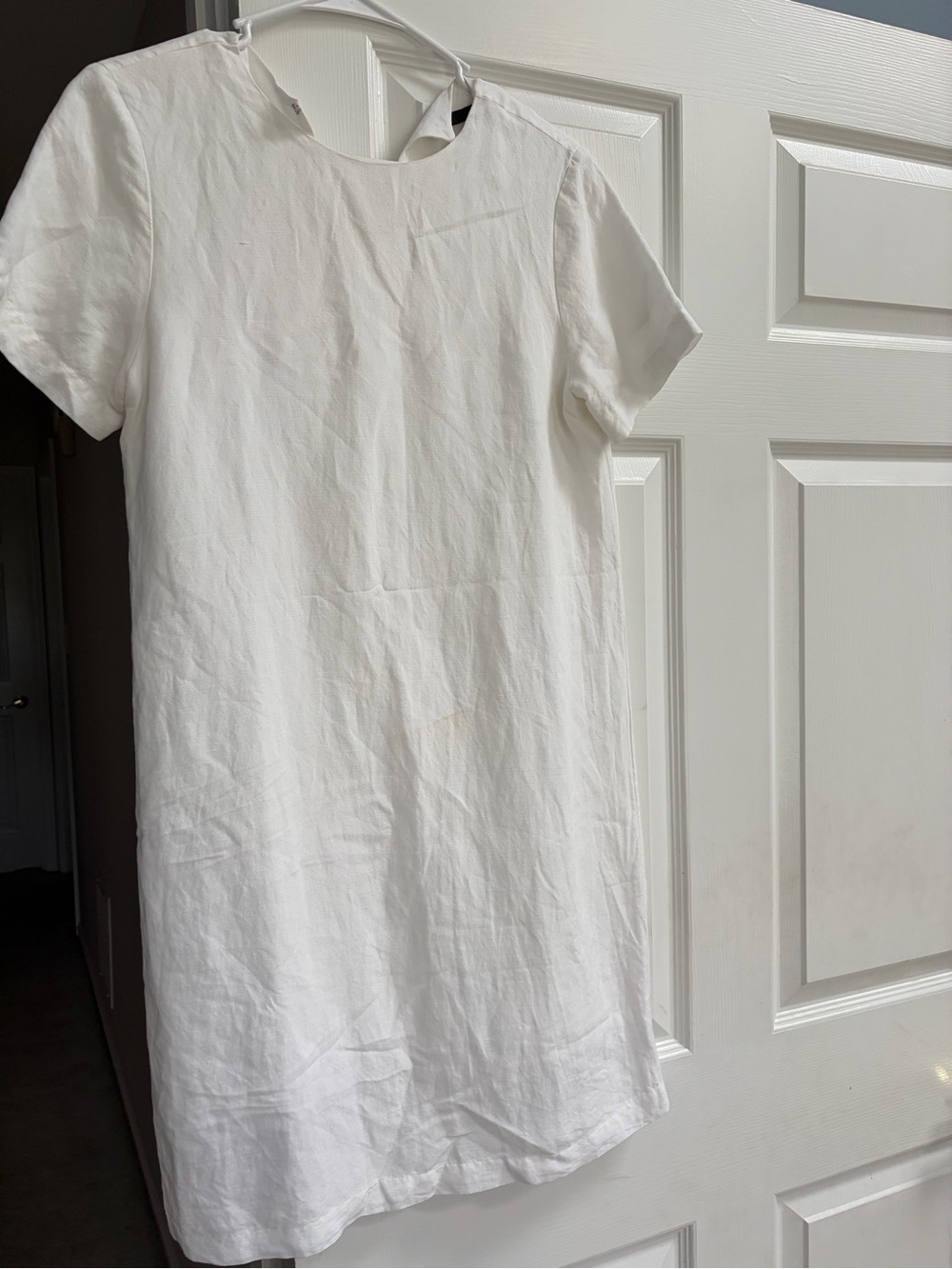 Jenni Kayne White Linen Short-Sleeve Shift Dress